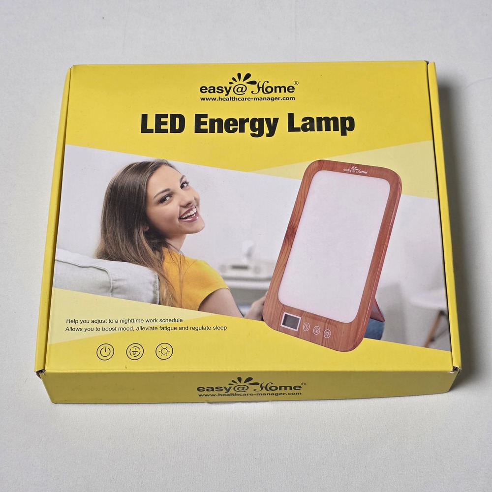 Easy@Home LED Energy Lamp Wood Grain ELT-492-WT Light Therapy Mood Boost